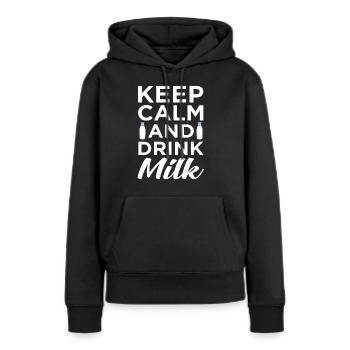 Lait - Sweat à capuche Premium bio Femme - noir - Devant - Julia (174cm)