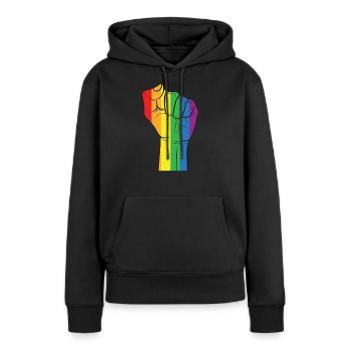 Lgbt - Sweat à capuche Premium bio Femme - noir - Devant - Julia (174cm)