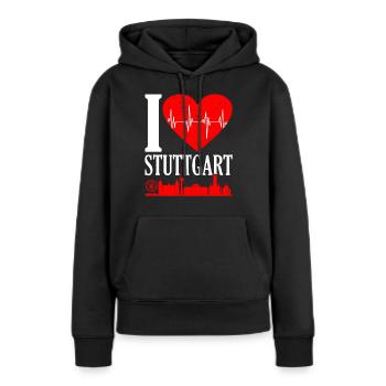 Stuttgart - Sweat à capuche Premium bio Femme - noir - Devant - Julia (174cm)