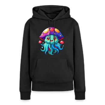 Méduse mignonne - Sweat à capuche Premium bio Femme - noir - Devant - Julia (174cm)