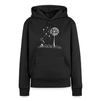 Mädchen mit Pusteblume - Frauen Premium Bio Hoodie - Schwarz - Vorne - Julia (174cm)