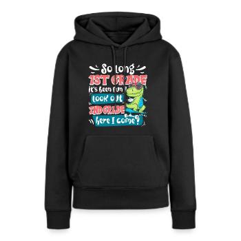 Fin Du CP Primaire CE1 Rentrée Enfant - Sweat à capuche Premium bio Femme - noir - Devant - Julia (174cm)