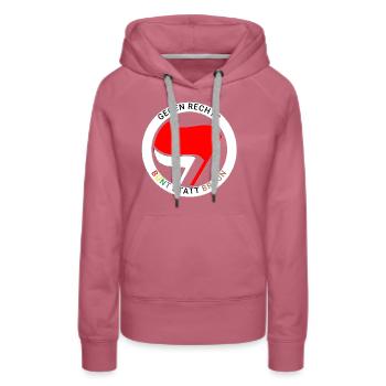 Antifa - Colorful instead of brown - white ring - Women’s Premium Organic Hoodie - mauve - Front - Isabella (175cm)