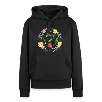 Source - Sweat à capuche Premium bio Femme - noir - Devant - Julia (174cm)