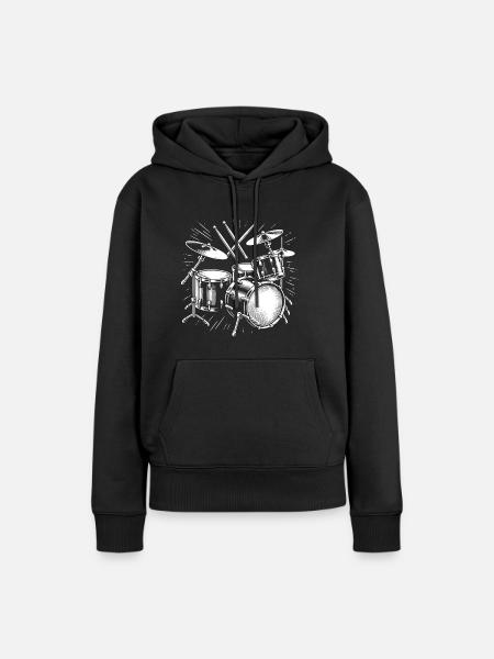 Schlagzeug Schlagzeuger Destroy Silence Rockband. - Frauen Premium Bio Hoodie - Schwarz