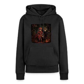 Le Petit Chaperon Rouge et le cher loup - Sweat à capuche Premium bio Femme - noir - Devant - Julia (174cm)