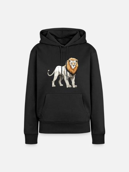 Löwe Tier - Frauen Premium Bio Hoodie - Schwarz