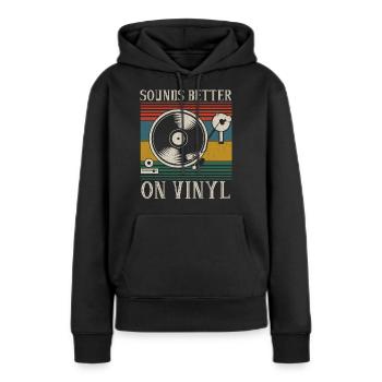 Sonne mieux sur un cadeau DJ Audiophile en vinyle - Sweat à capuche Premium bio Femme - noir - Devant - Julia (174cm)
