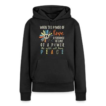 Hippie Flower Power Peace & Power - Sweat à capuche Premium bio Femme - noir - Devant - Julia (174cm)