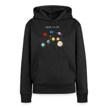 Système solaire avec toutes les planètes, orbites - Sweat à capuche Premium bio Femme - noir - Devant - Julia (174cm)