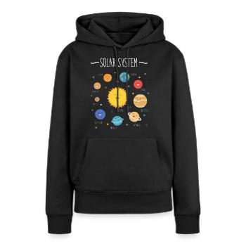 Système solaire avec toutes les planètes, orbites - Sweat à capuche Premium bio Femme - noir - Devant - Julia (174cm)