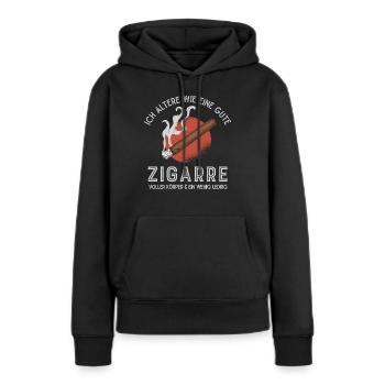 Ich altere wie eine gute Zigarre, Zigarren - Frauen Premium Bio Hoodie - Schwarz - Vorne - Julia (174cm)
