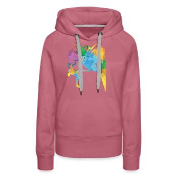 Felsklettern, Bergsteigen, Klettersport, Bouldern - Frauen Premium Bio Hoodie - Malve - Vorne - Isabella (175cm)