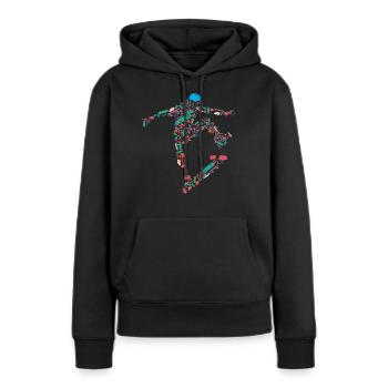 Skateboard, Skateboards, Halfpipe Hawk - Frauen Premium Bio Hoodie - Schwarz - Vorne - Julia (174cm)