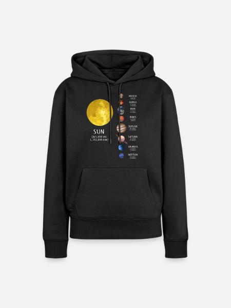 Sonnensystem, Planet, Planeten, Sonne, Erde - Dame Premium hoodie, økologisk bomuld - sort