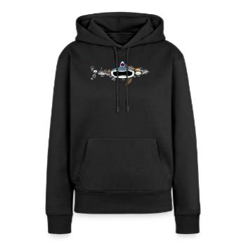 Requins, requins, requins - Sweat à capuche Premium bio Femme - noir - Devant - Julia (174cm)