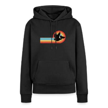 Pélican volant dans l'arc en ciel - Sweat à capuche Premium bio Femme - noir - Devant - Julia (174cm)