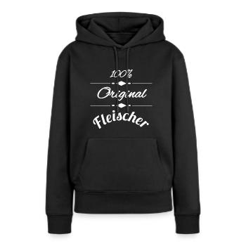 Fleischer - Frauen Premium Bio Hoodie - Schwarz - Vorne - Julia (174cm)