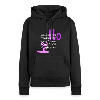 "He llo" Hello Shirts & Accessiores | Colorful/Pink - Women’s Premium Organic Hoodie - black - Front - Julia (174cm)