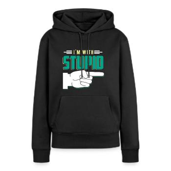 Citation drôle - Sweat à capuche Premium bio Femme - noir - Devant - Julia (174cm)