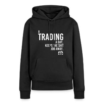 Commerce d'emplois - Sweat à capuche Premium bio Femme - noir - Devant - Julia (174cm)