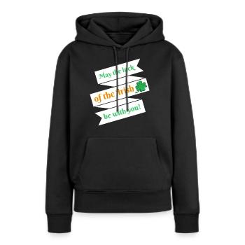 Fête de la Saint-Patrick Dire le bonheur Clover Cadeau - Sweat à capuche Premium bio Femme - noir - Devant - Julia (174cm)