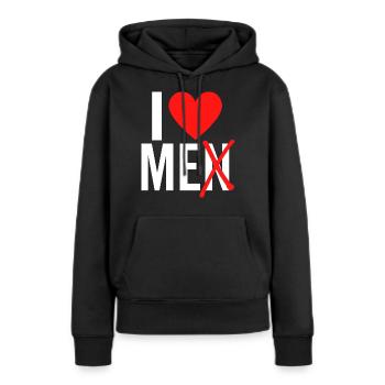 J’aime les hommes Je m’aime - Sweat à capuche Premium bio Femme - noir - Devant - Julia (174cm)