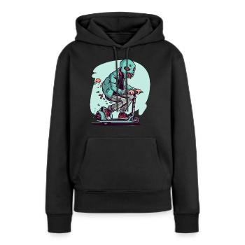Le monstre à la trottinette - Sweat à capuche Premium bio Femme - noir - Devant - Julia (174cm)