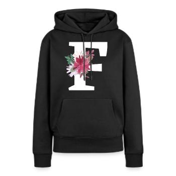 Buchstabe f blumig - Frauen Premium Bio Hoodie - Schwarz - Vorne - Julia (174cm)