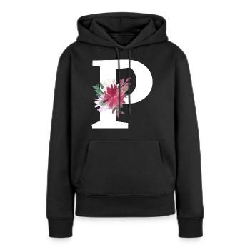 Buchstabe p blumig - Frauen Premium Bio Hoodie - Schwarz - Vorne - Julia (174cm)