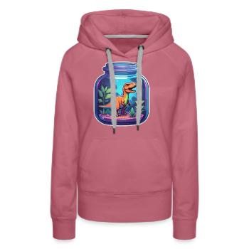 Dinosaur in a Cartoon Jar - Women’s Premium Organic Hoodie - mauve - Front - Isabella (175cm)