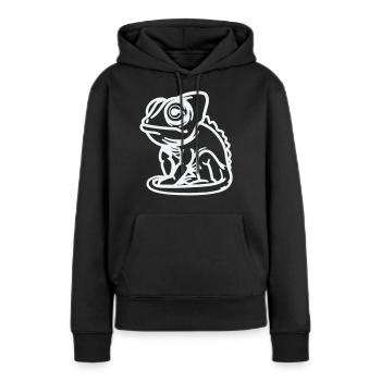Caméléon - Sweat à capuche Premium bio Femme - noir - Devant - Julia (174cm)