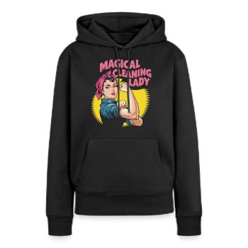 Pour les professionnels du nettoyage humoristiques - Sweat à capuche Premium bio Femme - noir - Devant - Julia (174cm)