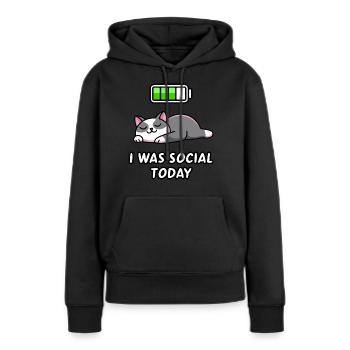 Recharge Mode: I Was Social Today - Women’s Premium Organic Hoodie - black - Front - Julia (174cm)