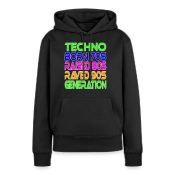 Techno Generation - Frauen Premium Bio Hoodie - Schwarz - Vorne - Julia (174cm)