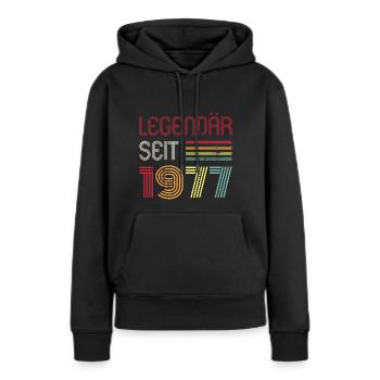 Legendär Seit 1977 Jahr Retro 77er Jahrgang - Frauen Premium Bio Hoodie - Schwarz - Vorne - Julia (174cm)