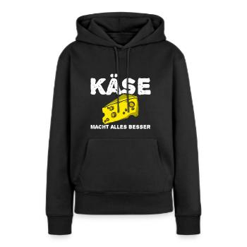 Käse - Frauen Premium Bio Hoodie - Schwarz - Vorne - Julia (174cm)
