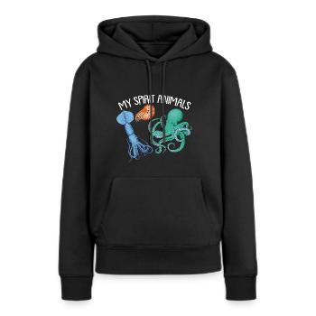 Céphalopode, pieuvre, pieuvre - Sweat à capuche Premium bio Femme - noir - Devant - Julia (174cm)