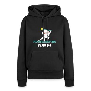 Femme de ménage Ménage - Sweat à capuche Premium bio Femme - noir - Devant - Julia (174cm)