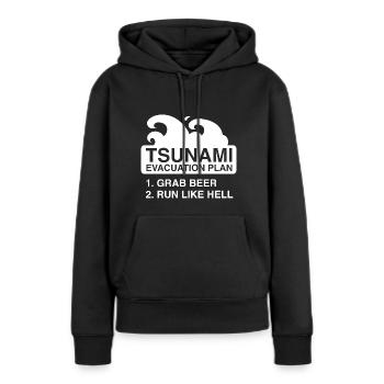 Plan d’évacuation après le tsunami - Sweat à capuche Premium bio Femme - noir - Devant - Julia (174cm)