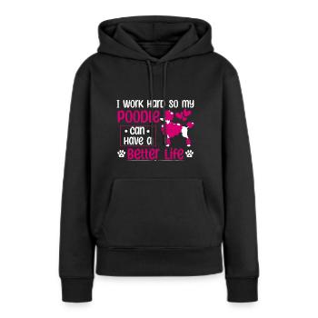 Travailler pour Caniche Mama Dog Caniche Standard - Sweat à capuche Premium bio Femme - noir - Devant - Julia (174cm)