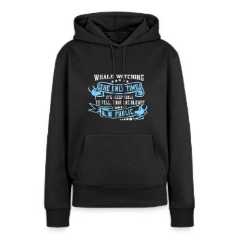 Orca Beobachtung für Buckelwale und Meerwale - Frauen Premium Bio Hoodie - Schwarz - Vorne - Julia (174cm)