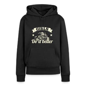 Frauen Motorrad Biker Girl Motorradfahrerin - Frauen Premium Bio Hoodie - Schwarz - Vorne - Julia (174cm)