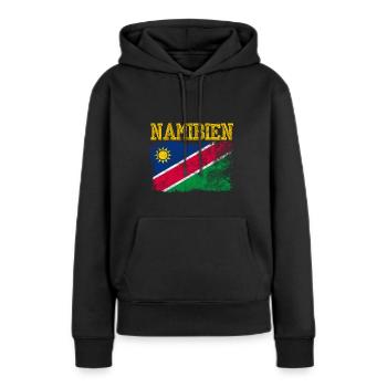 Namibie - Sweat à capuche Premium bio Femme - noir - Devant - Julia (174cm)