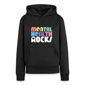 Santé mentale Mentale Gesundheit - Sweat à capuche Premium bio Femme - noir - Devant - Julia (174cm)