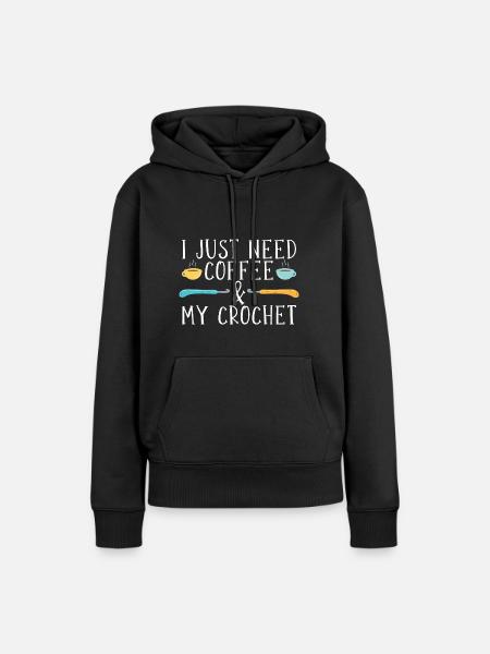 Kaffee & Häkeln - Frauen Premium Bio Hoodie - Schwarz