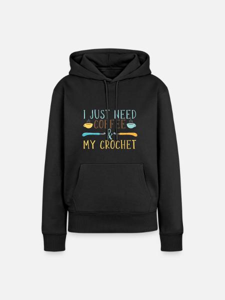 Kaffee & Häkeln - Frauen Premium Bio Hoodie - Schwarz