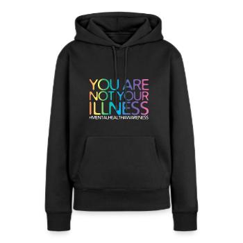 Santé mentale Mentale Gesundheit - Sweat à capuche Premium bio Femme - noir - Devant - Julia (174cm)