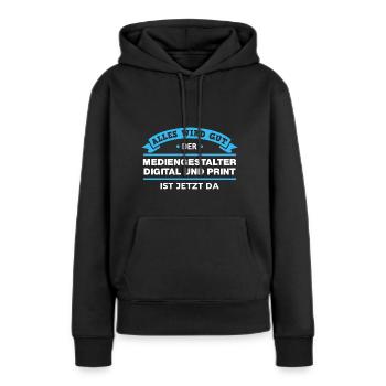 Mediengestalter Digital Print Design für Profis - Frauen Premium Bio Hoodie - Schwarz - Vorne - Julia (174cm)