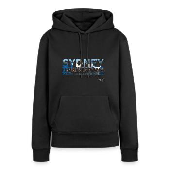 Coordonnées de Sydney - Sweat à capuche Premium bio Femme - noir - Devant - Julia (174cm)